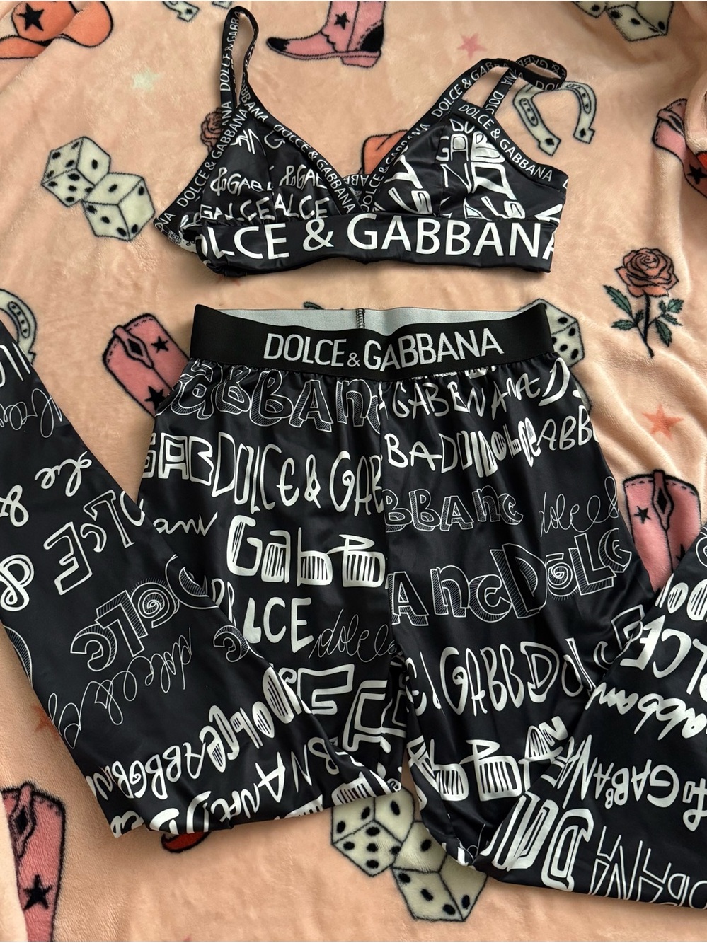 Dolce & Gabbana Black & White Set — Bralette & leggings